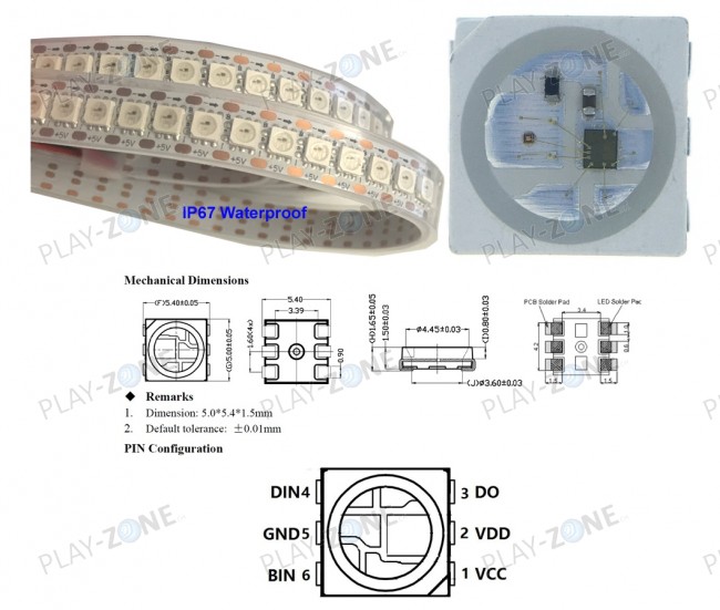 Bande LED NeoPixel Digital RGBW - Noir PCB 144 LED/m - 1m