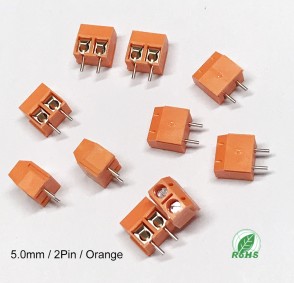 10 pcs Screw Terminals 5mm Pitch (2-Pin)  Orange