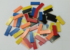 50 pcs. Female Pin Headers 10Pin, 2.54mm / misc. Colors